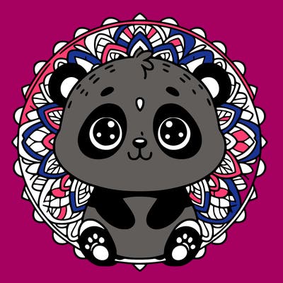 cute baby panda animal mandala