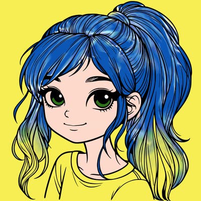 realistic girl with ponytail