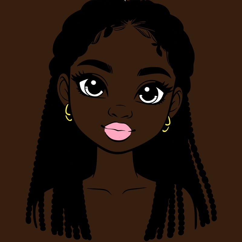 a realistic black girl with braids