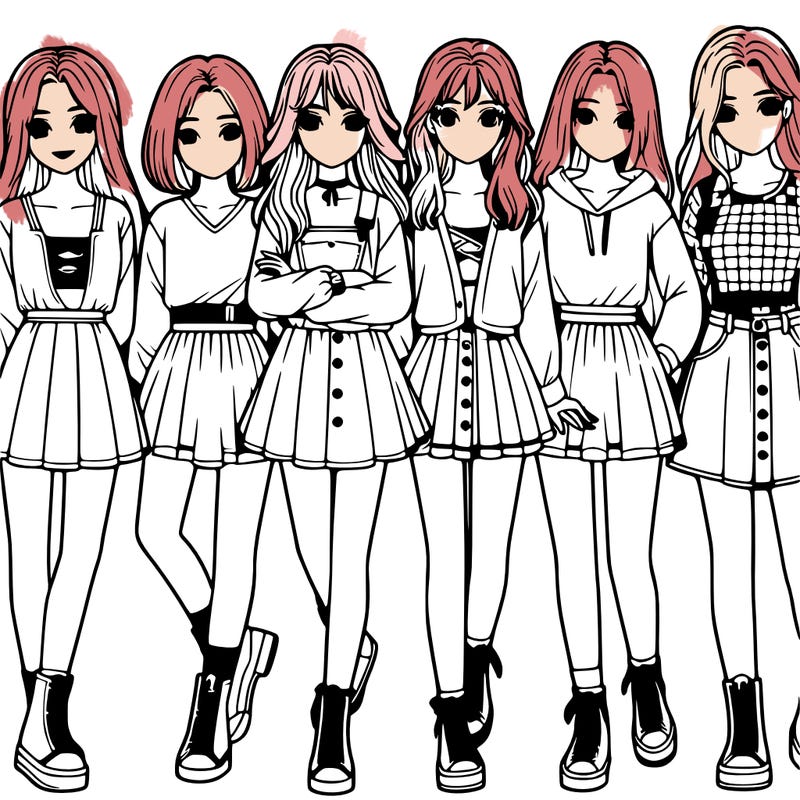 a group of girls realistic