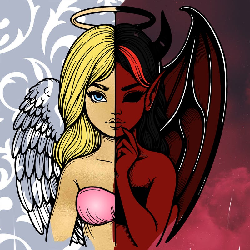 realistic angel half demon
