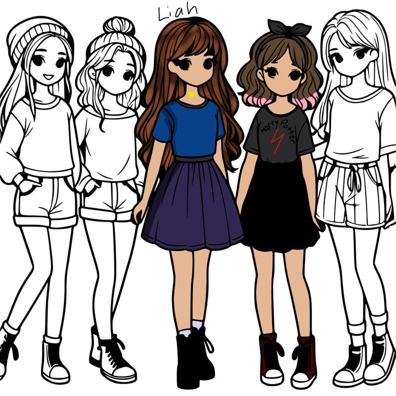 a group of five girls