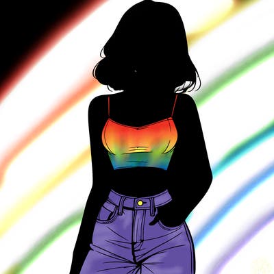 a realistic girl with a crop top and jeans