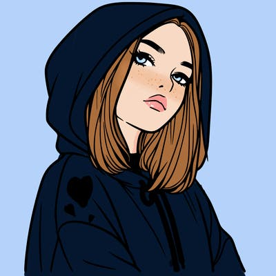 a realistic girl in a hoodie