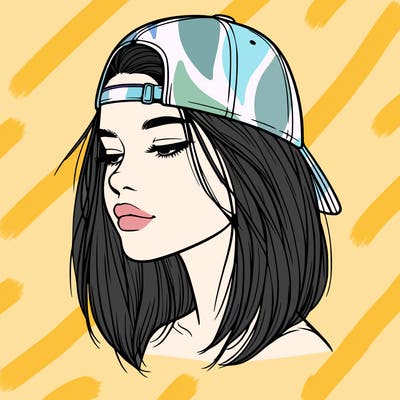 realistic  girl with a backwards hat