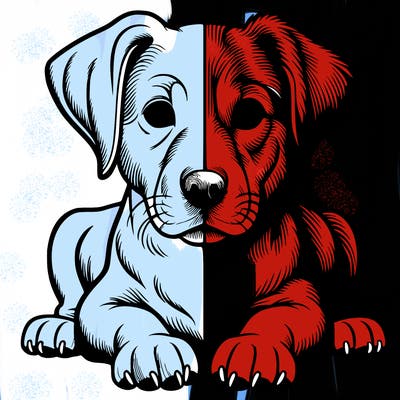 realistic dog split picture