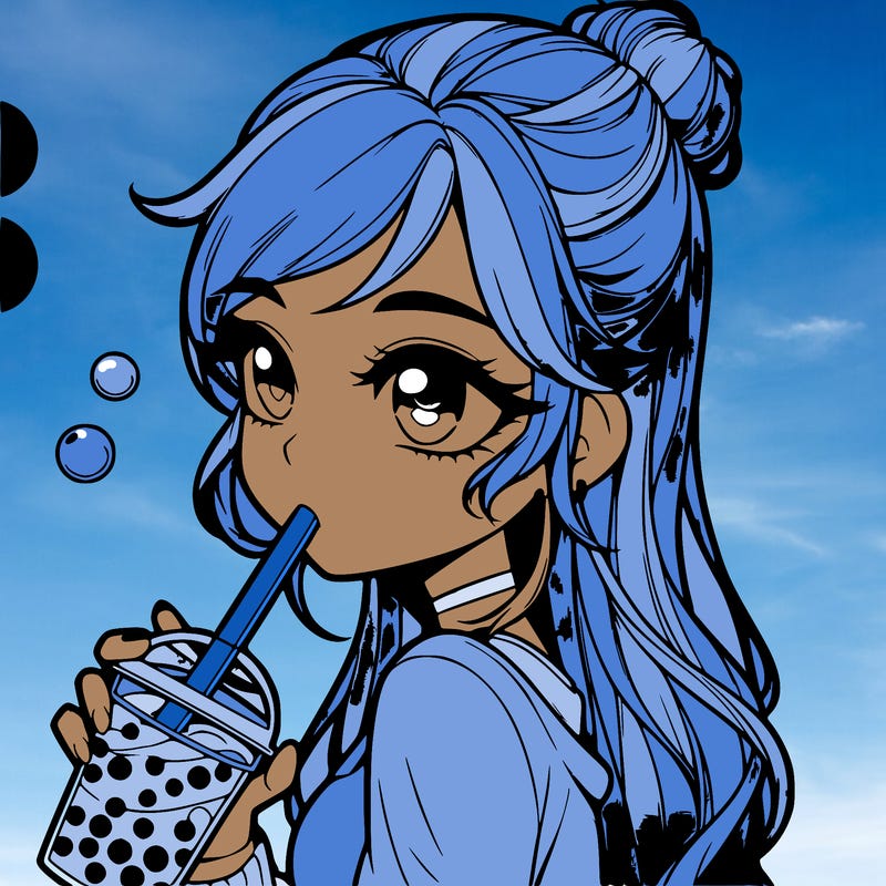 a realistic girl drinking boba