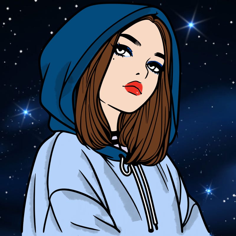 a realistic girl in a hoodie