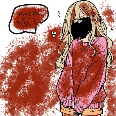 manga teen girl  in a sweater and baggy pants