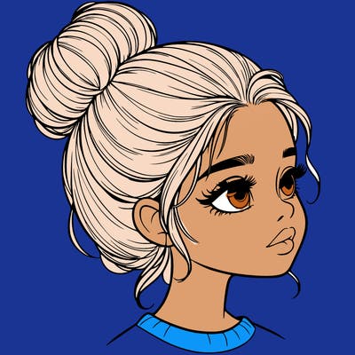 realistic girl with bun