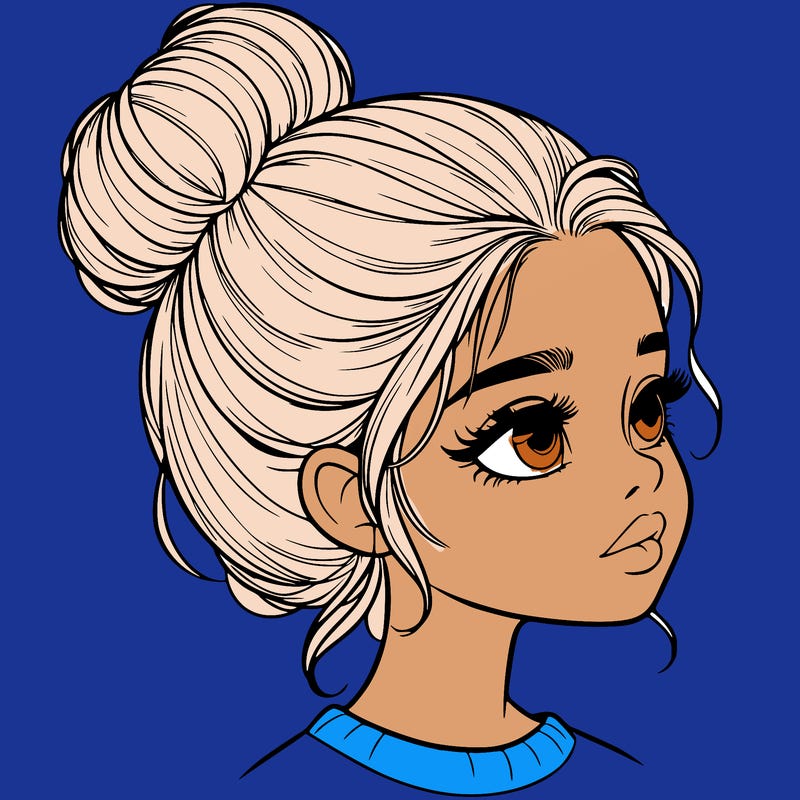 realistic girl with bun