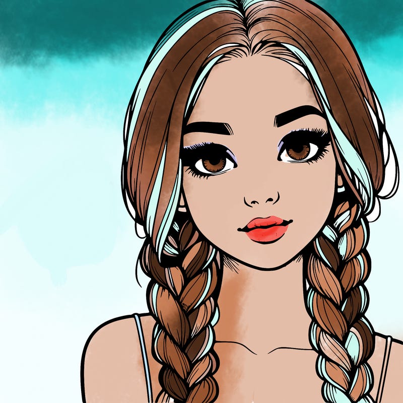 realistic girl with braids