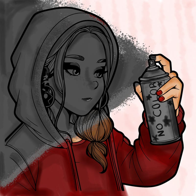 a realistic girl, spray painting