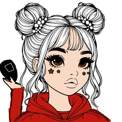 realistic girl with space buns