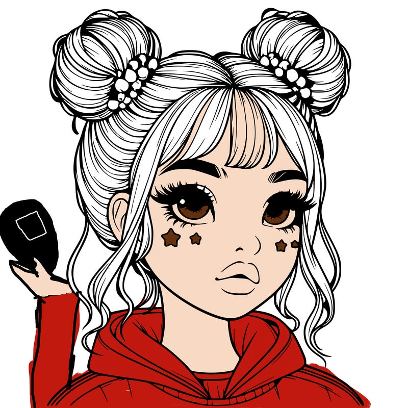 realistic girl with space buns