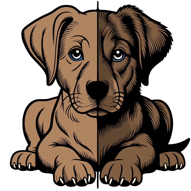 realistic dog split picture