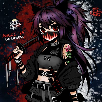 gorgeous edgy anime girl with a ninjato in one hand