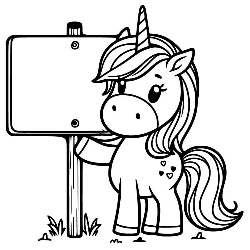 unicorn holding a sign