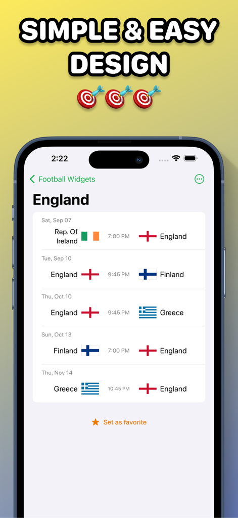 Balltime Soccer Widget - Balltime Fußball Widget App-Oberfläche zeigt bevorstehende englische Fußballspiele auf einem iPhone-Bildschirm an