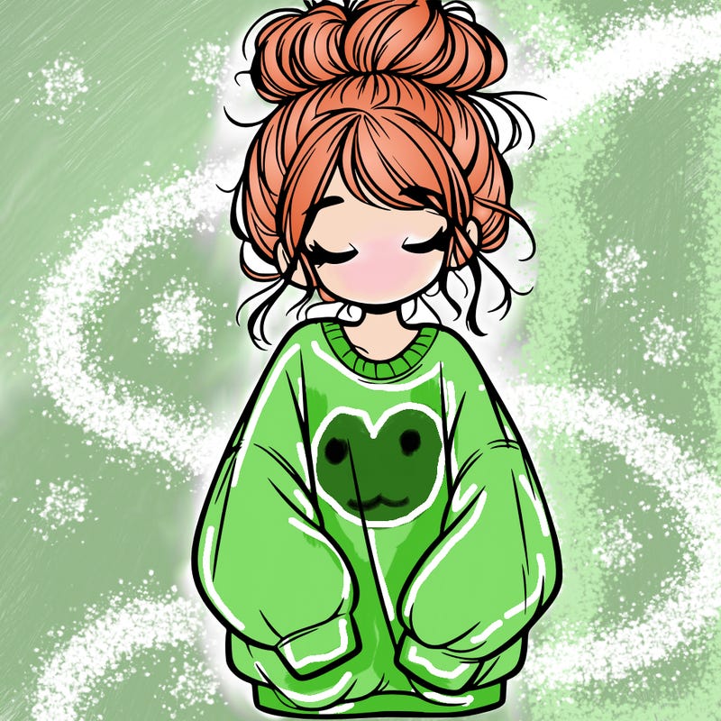 girl with baggy sweatshirt and messy bun
