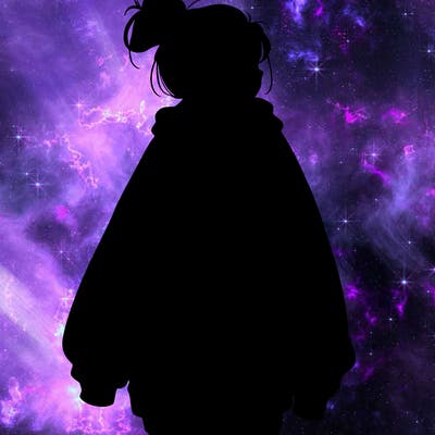 realistic girl with a oversized sweatshirt on and a bun