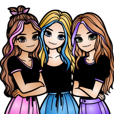 three girls together realistic