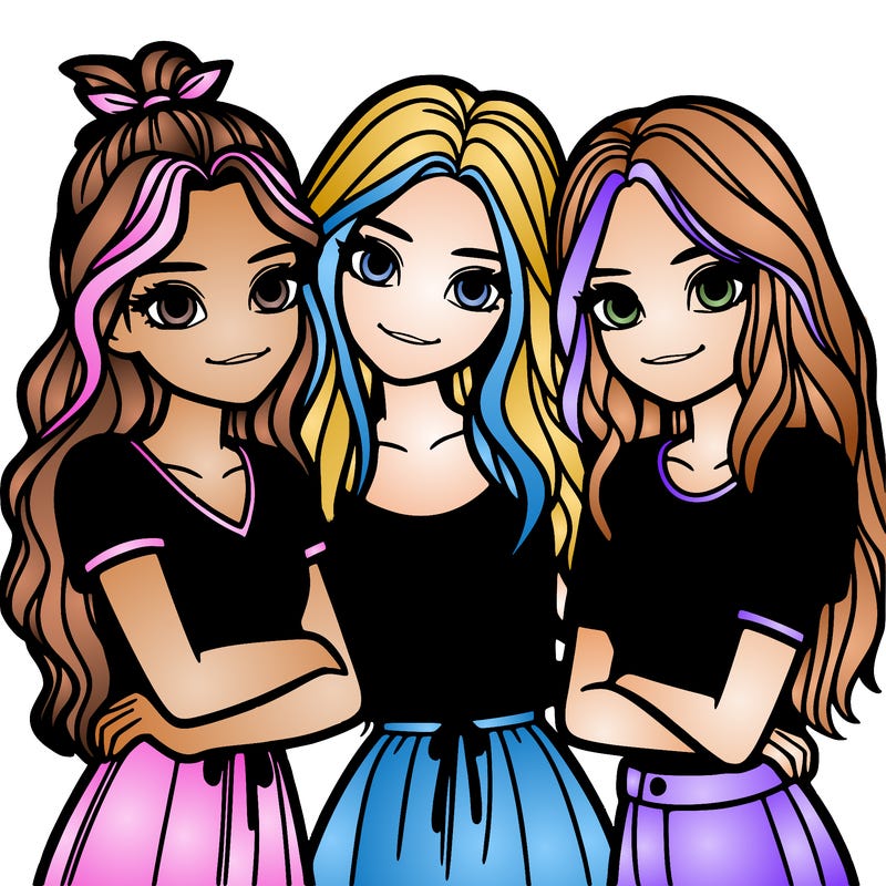 three girls together realistic