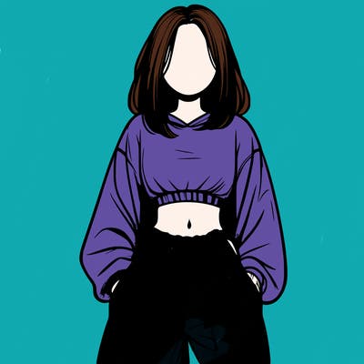 realistic girl faceless with baggy pants and a crop top