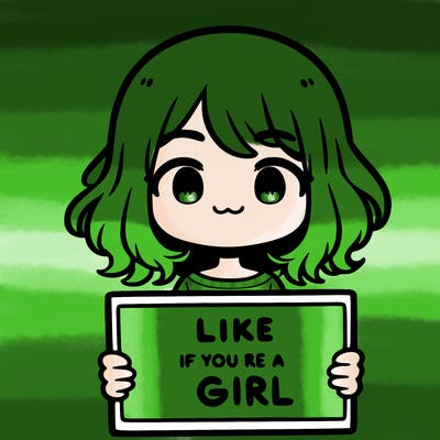 a cute girl holding a sign that says like if you’re a girl