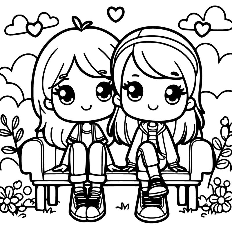 a pair of besties sitting next to each other