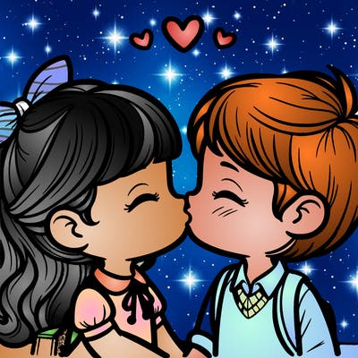 boy and girl kissing