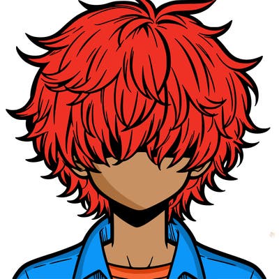 manga boy fluffy hair covering his eyes