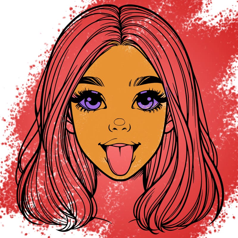 realistic girl with her tongue out