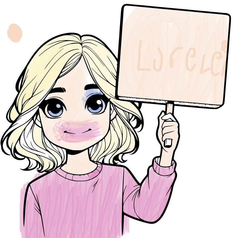 realistic girl holding up a sign