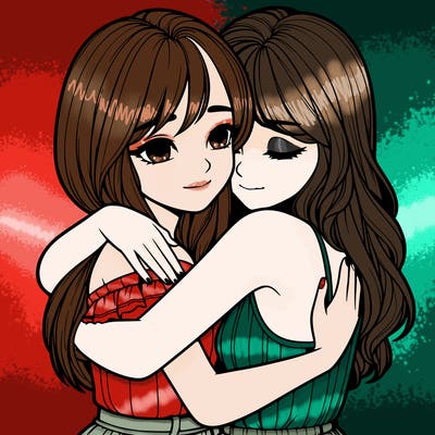 realistic girls hugging