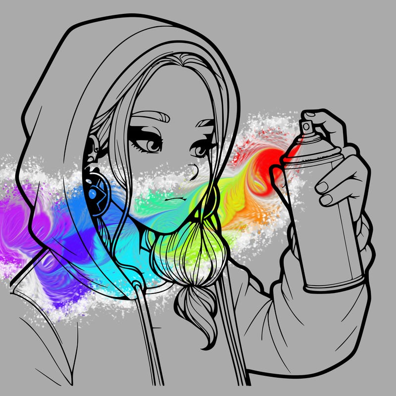 a realistic girl, spray painting