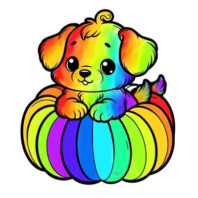 cute little puppy in a pumpkin