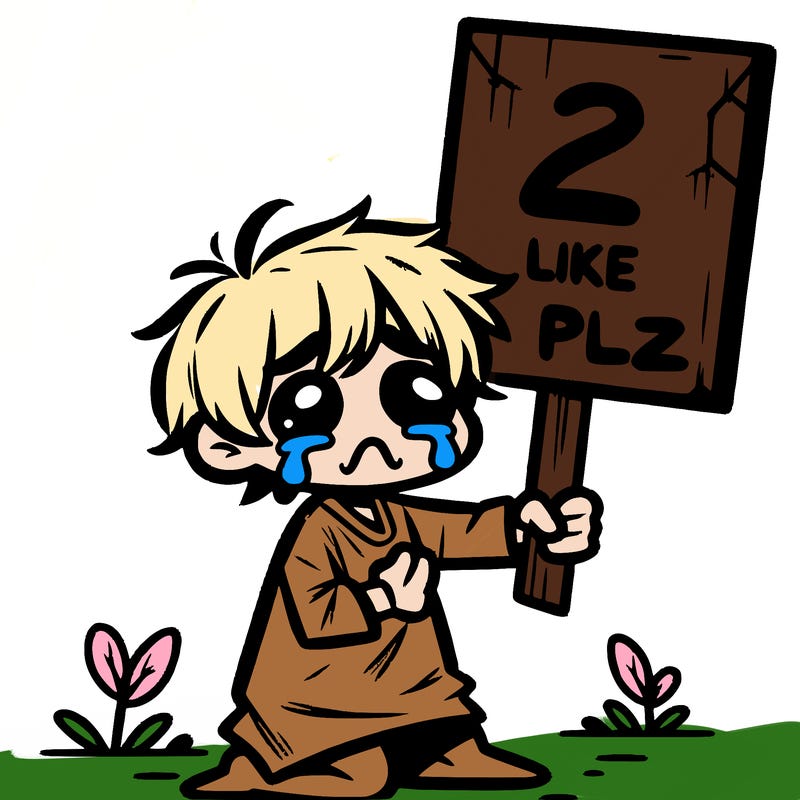 small poor toddler crying with sign that says 2 like plz
