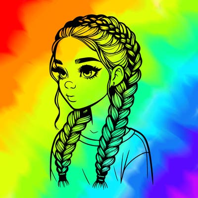 realistic girl with braids