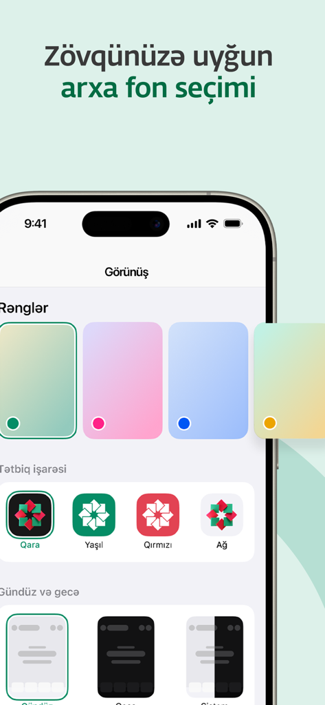 PASHA Bank Business - Customization screen of PASHA Bank Business app for selecting background colors and app icons