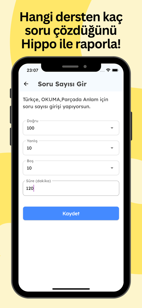 Interface of Hippocampus LGS app for entering study progress and question counts
