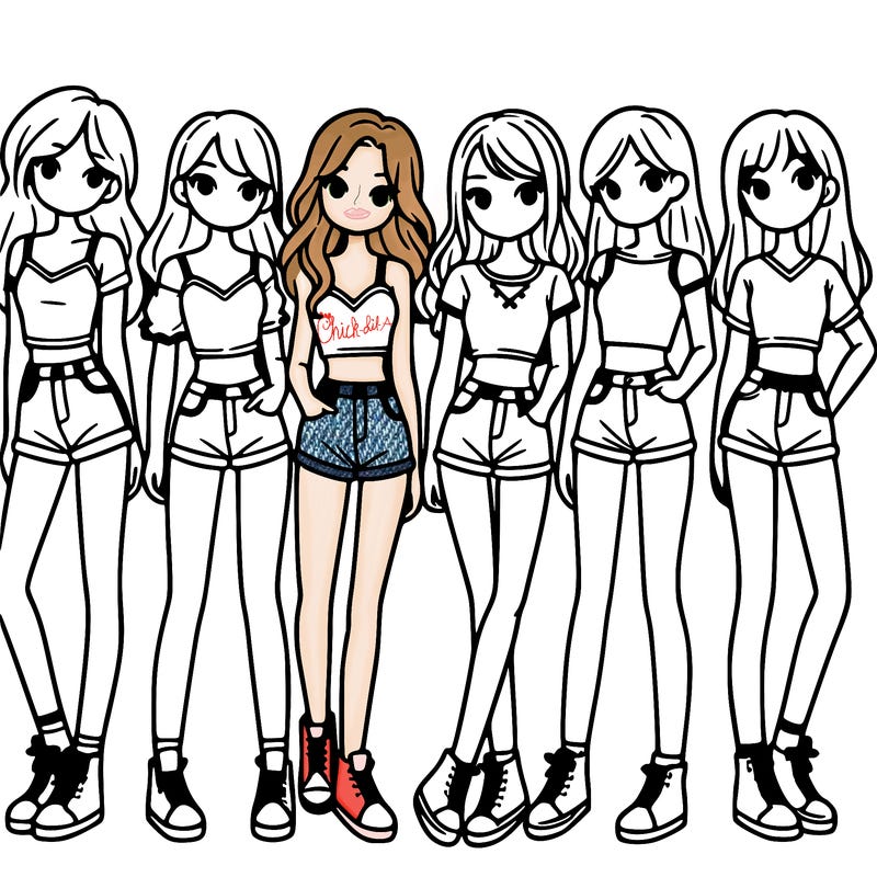 a group of girls wearing crop tops and shorts