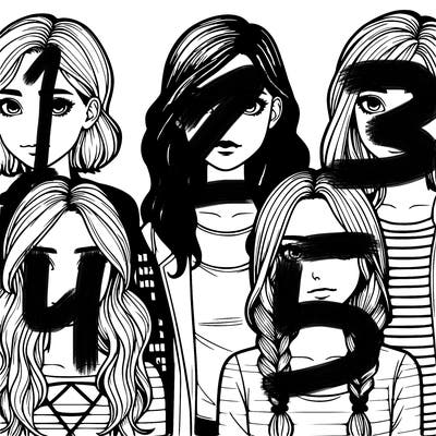 four teenage girls realistic with different looks and facial features