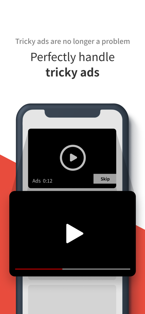Unicorn Proがトリッキーな動画広告を完璧に処理してブロックしている様子を示すスマートフォン画面