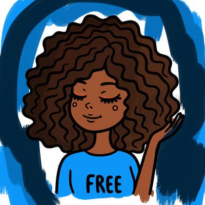 free woman with curly hair