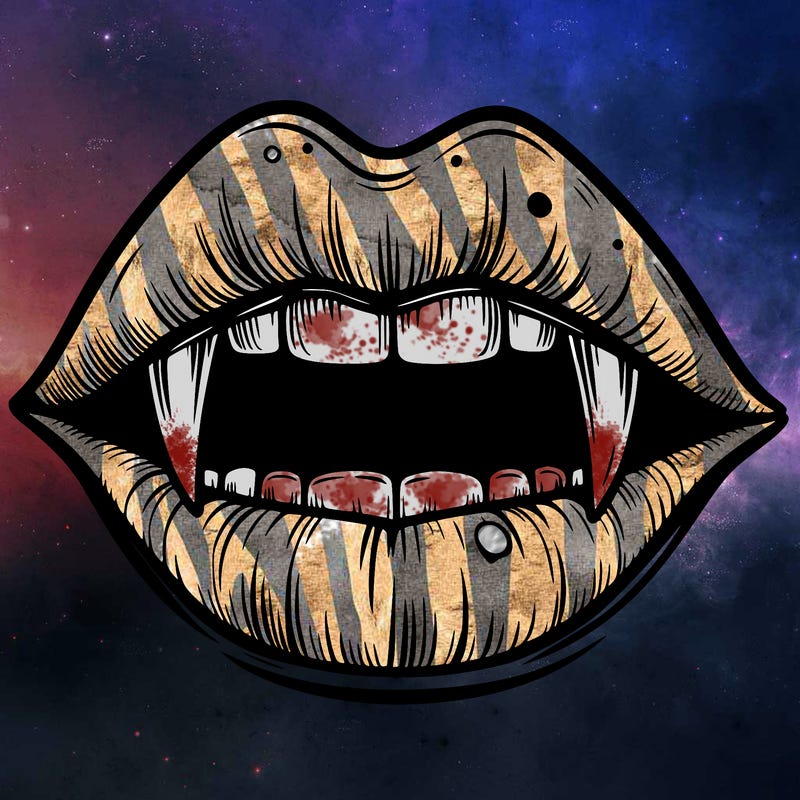 lips with vampire teeth