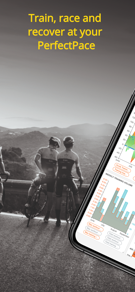 PerfectPace - PerfectPace mobile app displaying weekly training volume charts and performance data for endurance athletes