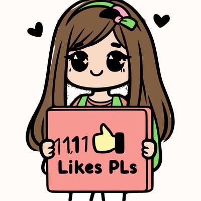 girl holding a sign saying 10 likes pls