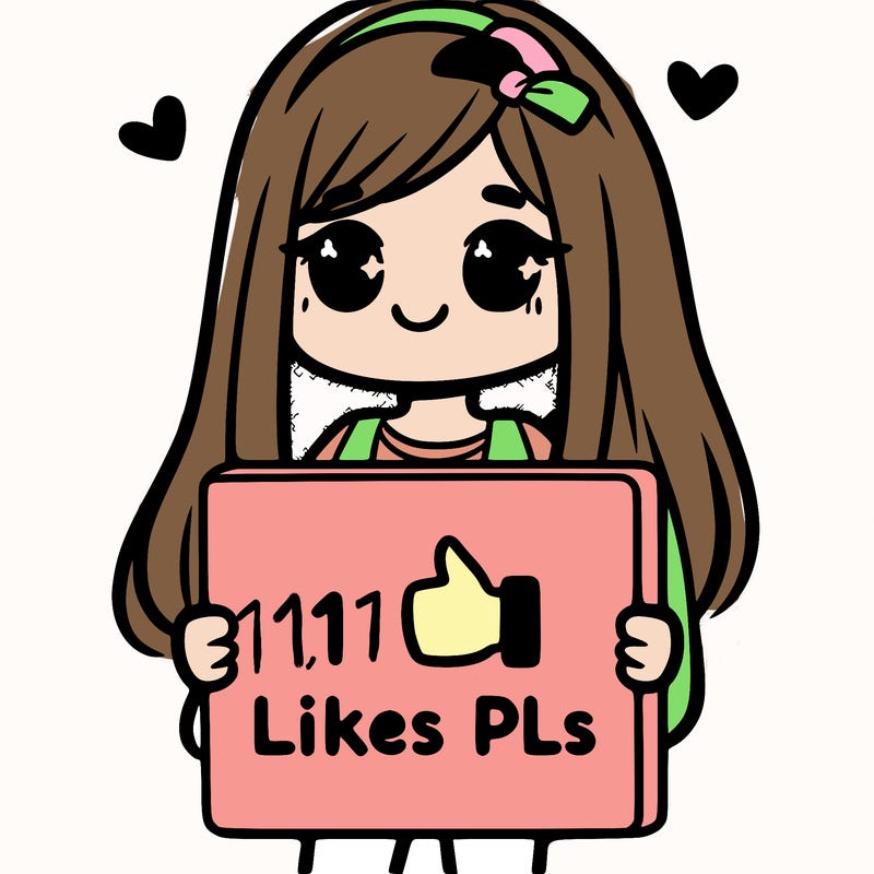 girl holding a sign saying 10 likes pls