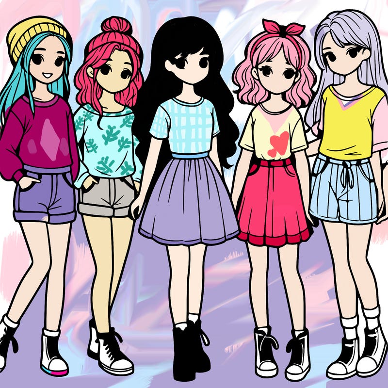 a group of five girls